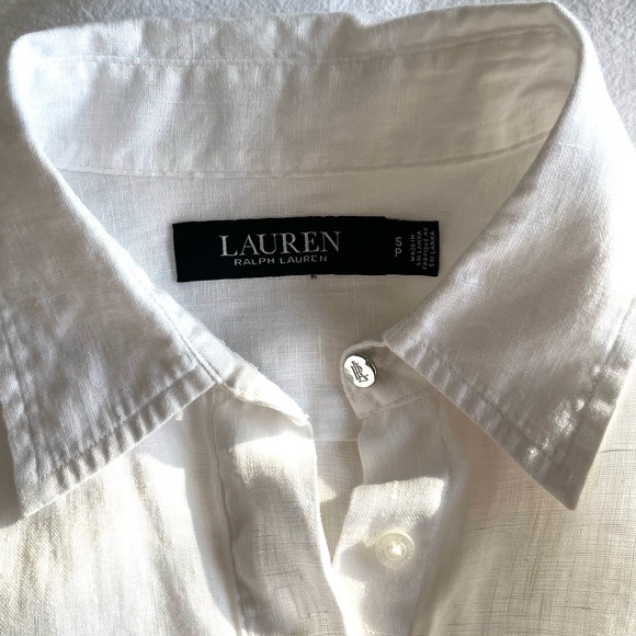 LAUREN Ralph Lauren White 100% Linen Quiet Luxury Old Money Resort Wear Size S - Picture 7 of 16